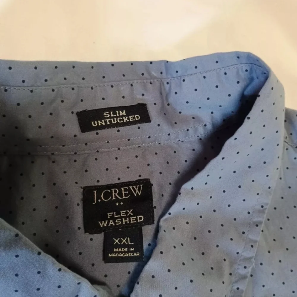 J.Crew Mens Button Down Flex Washed Slim Untucked Blue Dot Size XXL
